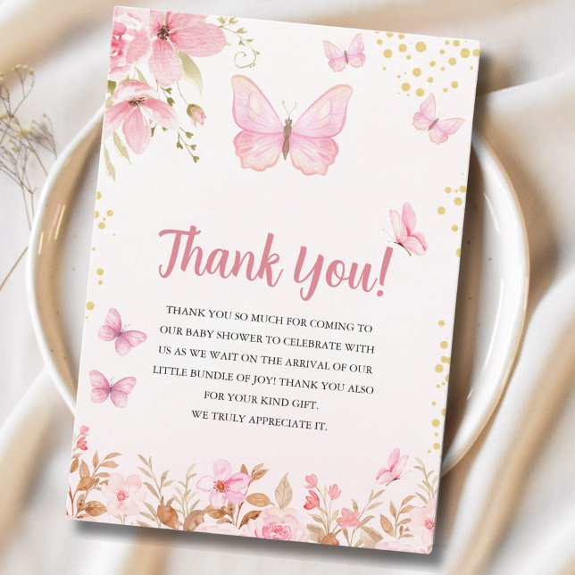 A Little Butterfly is on the Way, Baby Shower Girl Dankeskarte (Von Creator hochgeladen)