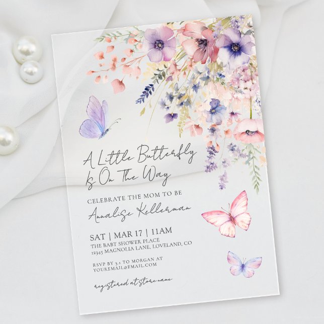 A Little Butterfly Wildflower Baby Shower Acryleinladungen (A Little Butterfly Wildflower Baby Shower Acrylic Invitations)