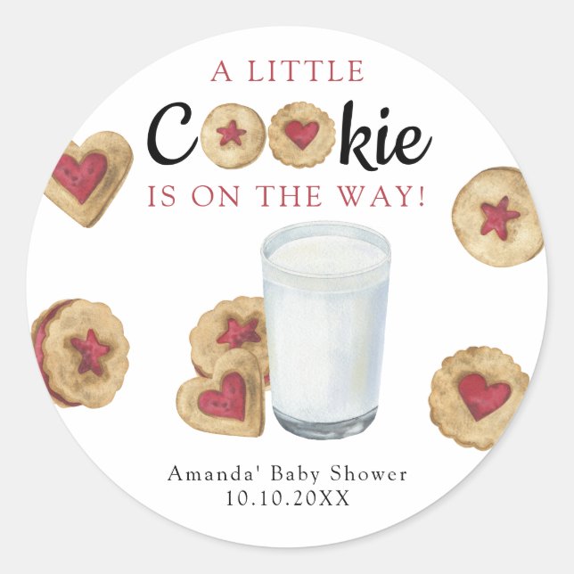 A Little Cookie is on the way Baby shower Runder Aufkleber (Vorderseite)
