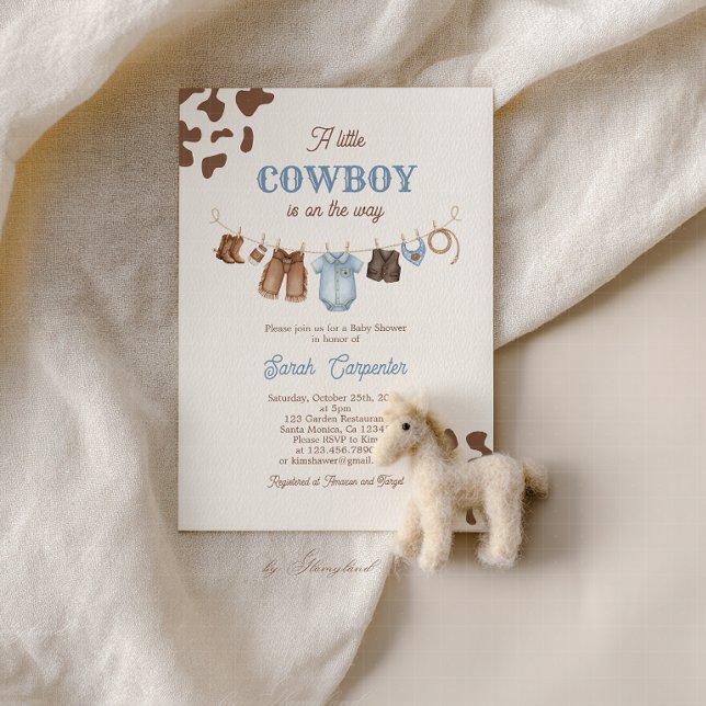 A Little Cowboy Baby Shower Boy Invitation Einladung (Von Creator hochgeladen)