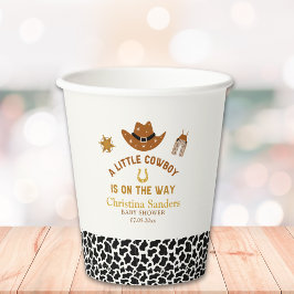 A Little Cowboy Is on The Way Baby Shower Pappbecher