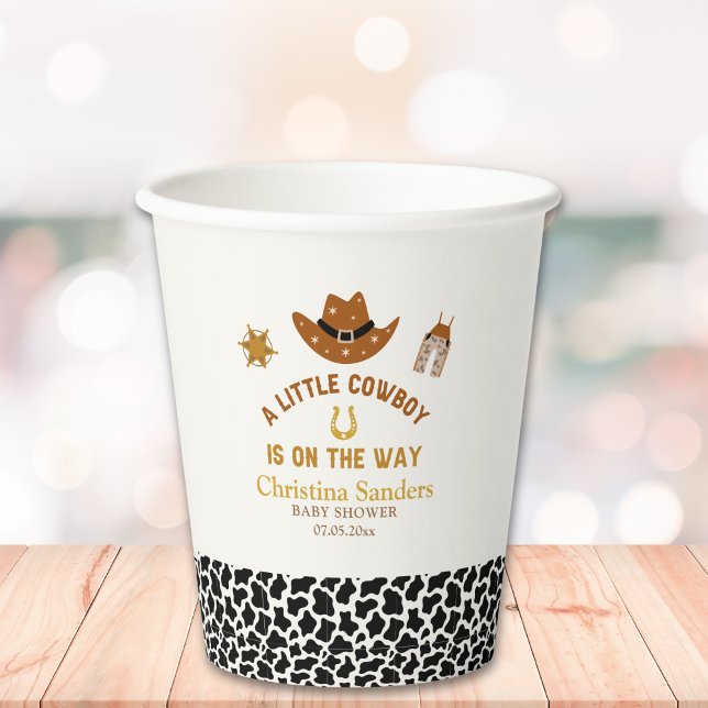 A Little Cowboy Is on The Way Baby Shower Pappbecher (Von Creator hochgeladen)