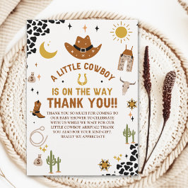 A Little Cowboy Is on The Way Cute Baby Shower Dankeskarte
