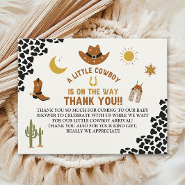 A Little Cowboy Is on The Way Cute Baby Shower Dankeskarte