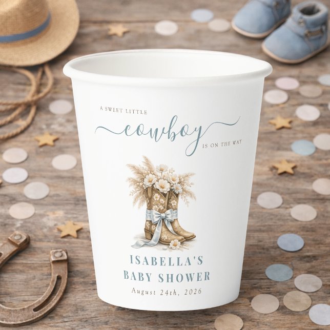 A little Cowboy Western Boots Blue Coquette Bow  Pappbecher (Von Creator hochgeladen)