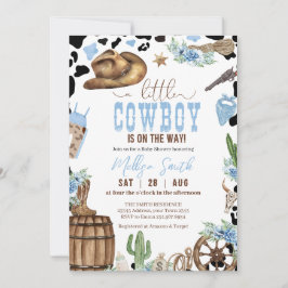 A Little Cowboy Wild Western Boy Blue Baby Shower Einladung