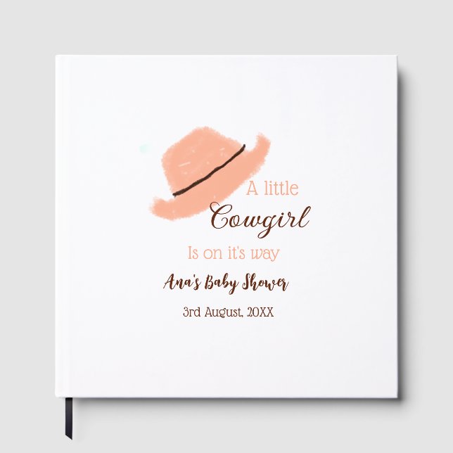 A little cowgirl is on it's way orange baby shower gästebuch (Vorderseite)
