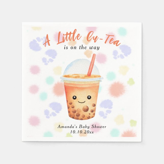 A Little Cu-Tea Bubble Tea Baby Shower Serviette (Vorderseite)