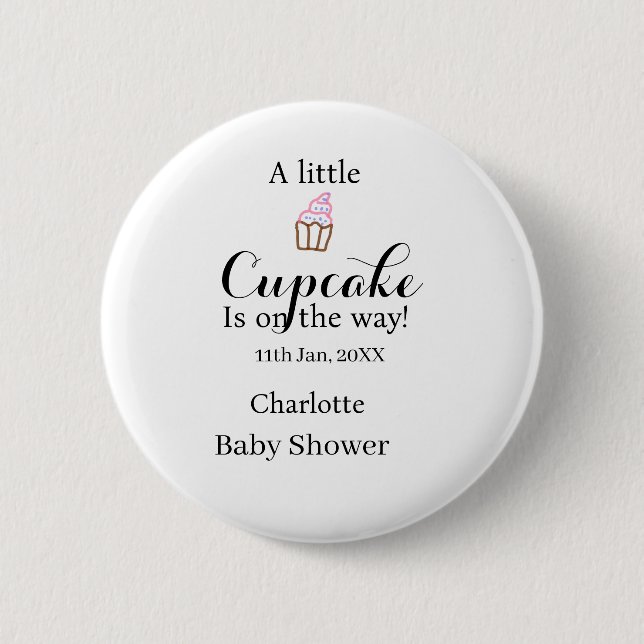 A little cupcake is on its way baby shower name da button (Vorderseite)