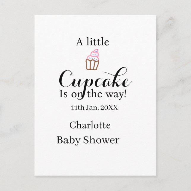 A little cupcake is on its way baby shower name da postkarte (Vorderseite)