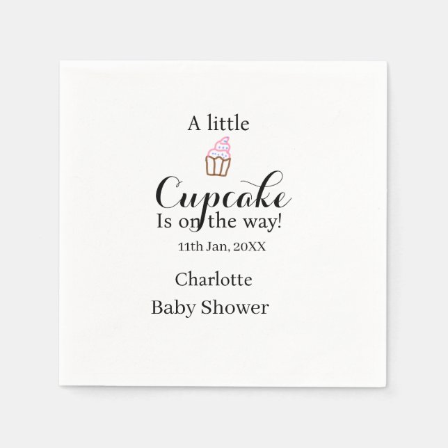 A little cupcake is on its way baby shower name da serviette (Vorderseite)