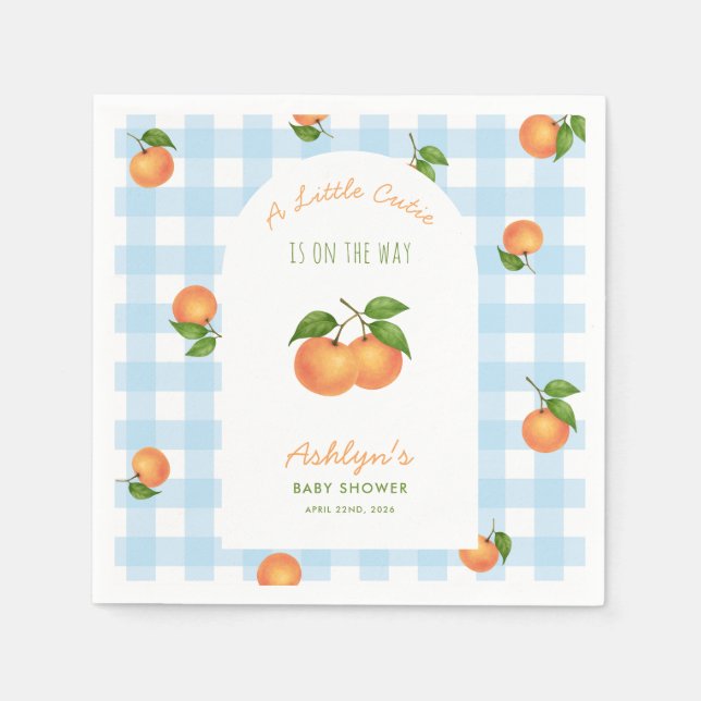 A Little Cutie Citrus Blue Baby Shower Napkins Serviette (Vorderseite)