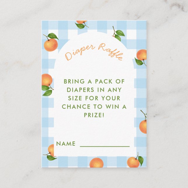 A Little Cutie Citrus Blue Diaper Raffle Card Begleitkarte (Vorderseite)
