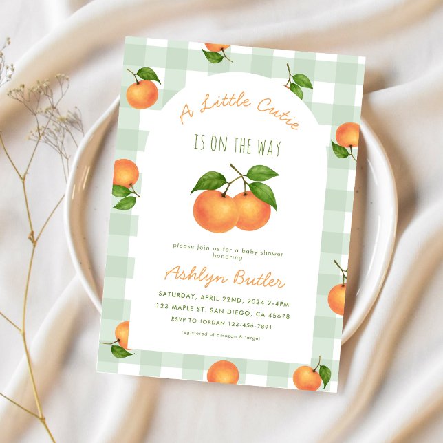 A Little Cutie Citrus Green Baby Shower Invitation Einladung (Von Creator hochgeladen)