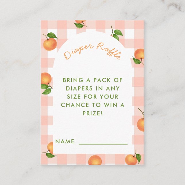 A Little Cutie Citrus Pink Diaper Raffle Card Begleitkarte (Vorderseite)