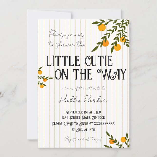 A Little Cutie is On The Way Invitation Einladung (Vorderseite)