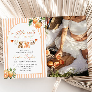 A Little Cutie Orange Citrus Baby Shower Photo Einladung