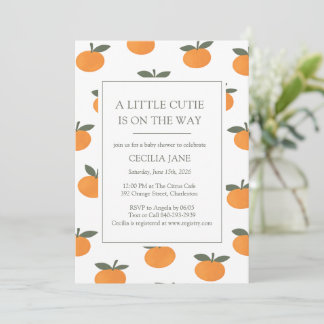 A Little Cutie Orange Gender Neutral Baby Shower Einladung