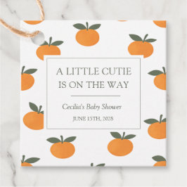 A Little Cutie Orange Gender Neutral Baby Shower Geschenkanhänger