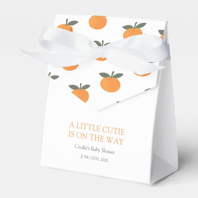 A Little Cutie Orange Gender Neutral Baby Shower Geschenkschachtel (Vorderseite)