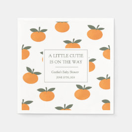 A Little Cutie Orange Gender Neutral Baby Shower Serviette