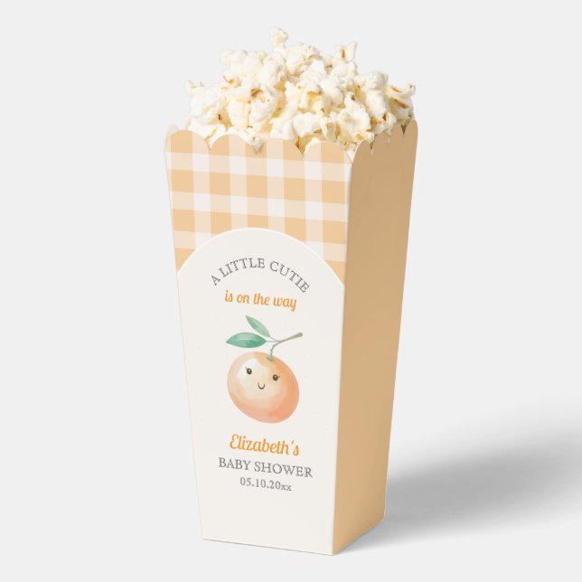 A Little Cutie Orange Gingham Citrus Baby Shower Geschenkschachtel (Geplatzt)