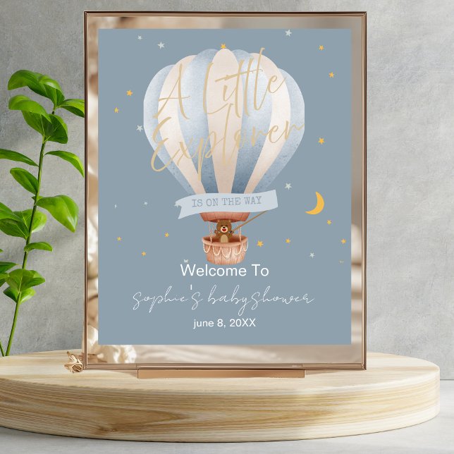 A Little Explorer Hot Air Balloon Welcome Sign Poster (Von Creator hochgeladen)