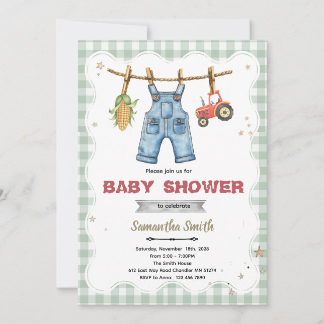 A Little Farmer is on the Way shower invite Einladung (Vorderseite)