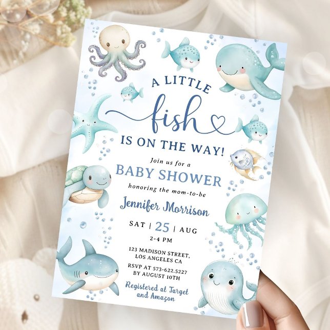 A Little Fish Is On the Way Baby Shower Invitation Einladung (Von Creator hochgeladen)