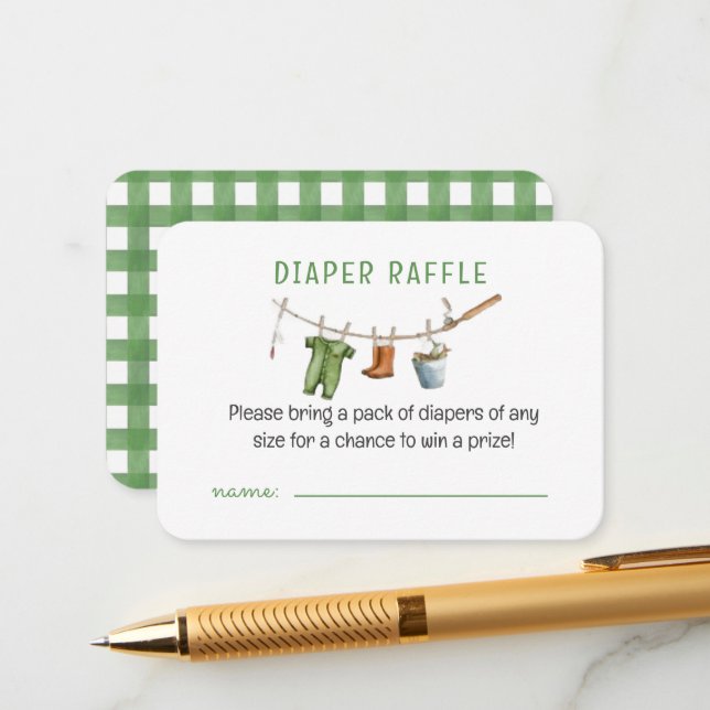 A Little Fisherman Baby Diaper Raffle Begleitkarte (Vorderseite/Rückseite Beispiel)