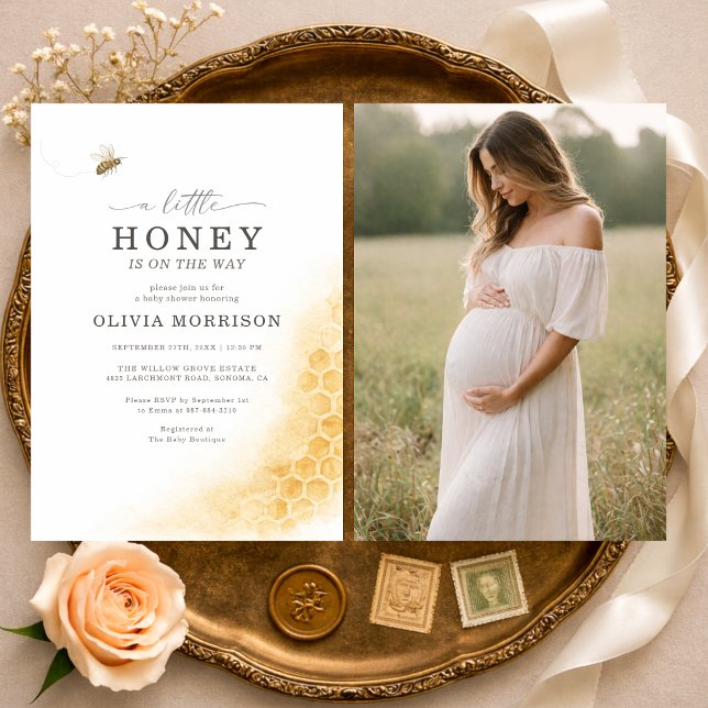 A Little Honey Bee Photo Baby Shower Einladung (Von Creator hochgeladen)