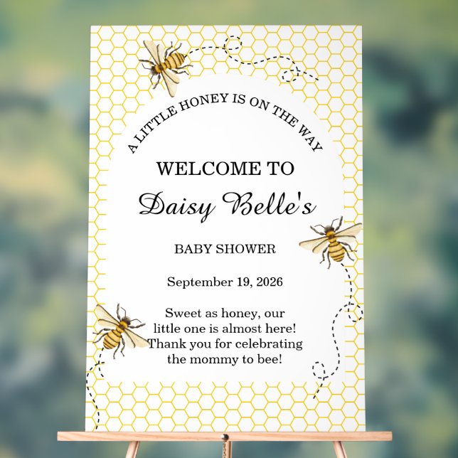 A little Honey Is On The Way Baby Shower Acrylschild (Neutral)