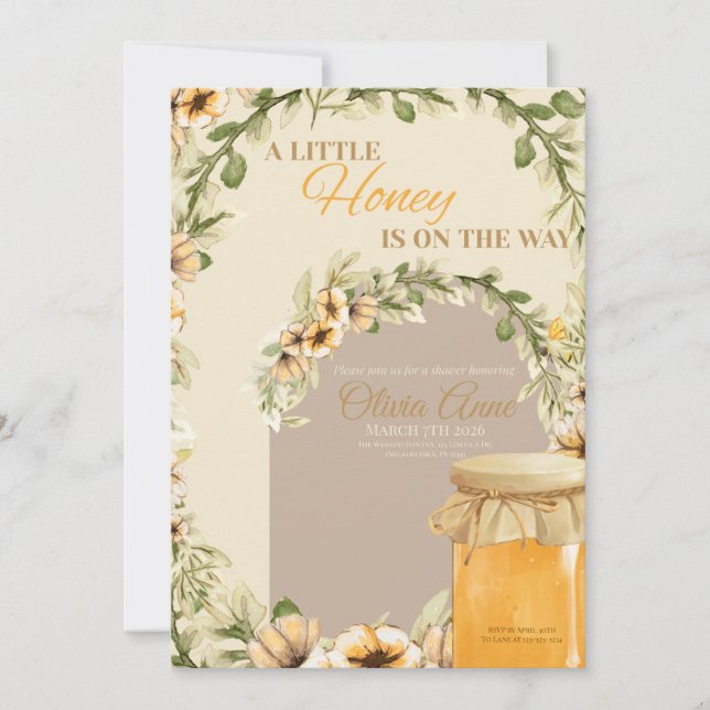 A Little Honey is on the Way baby shower invite  Einladung (Vorderseite)