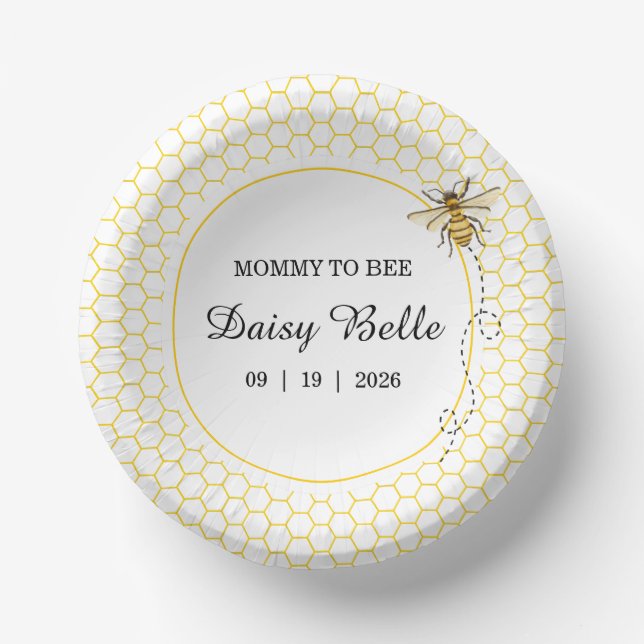 A little Honey Is On The Way Baby Shower Pappteller (Vorderseite)