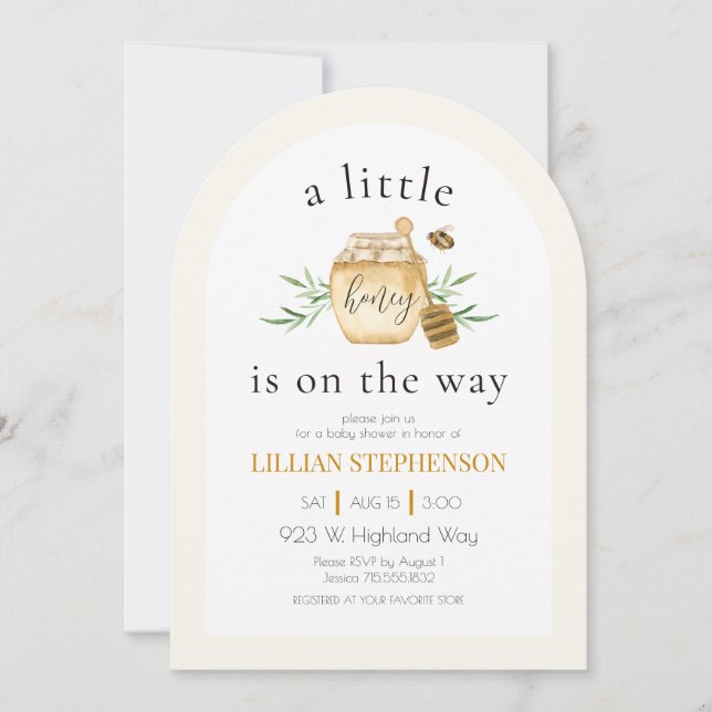 A Little Honey Is On The Way Bee Baby Shower  Einladung (Vorderseite)