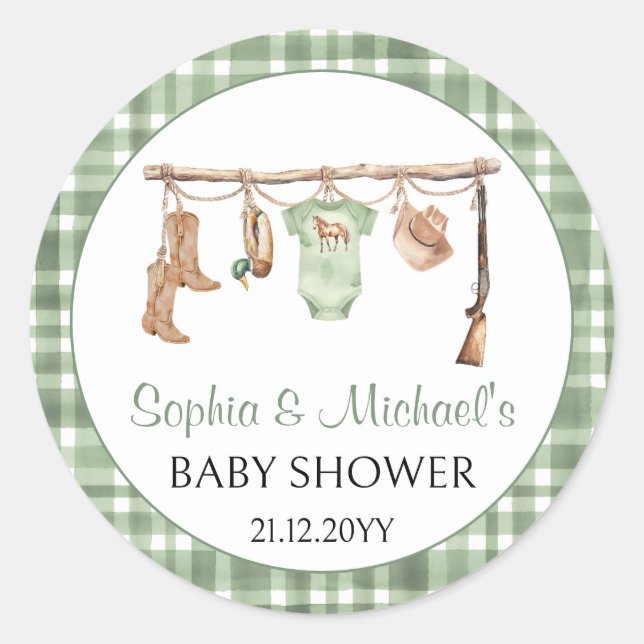 A little hunter baby shower cupcake topper runder aufkleber (Vorderseite)