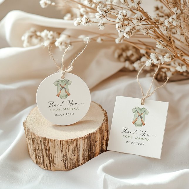 A little hunter is on the way baby shower  geschenkanhänger (a little hunter is on the way favor thank you tag
)