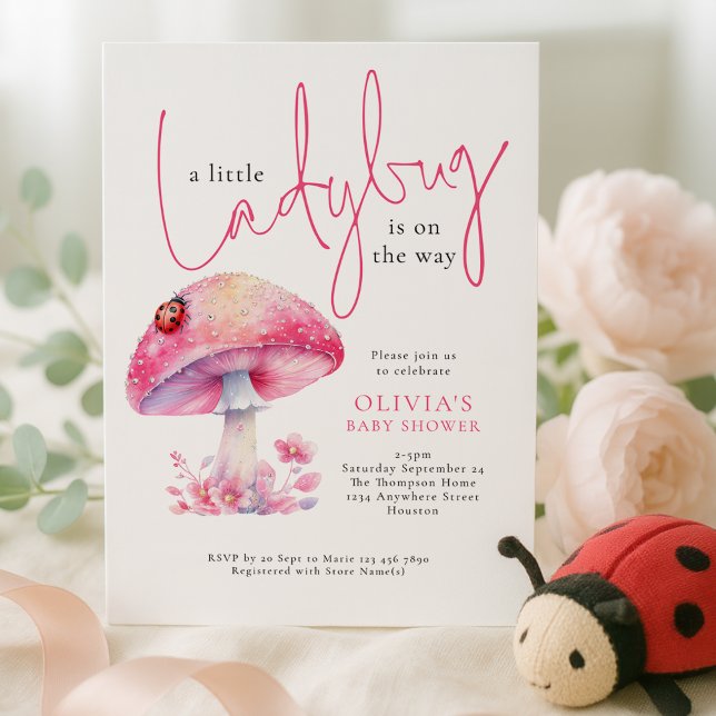 A Little Lady Bug Toadstool Baby Shower Einladung (Von Creator hochgeladen)