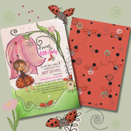 A Little Lady is on her Way Ladybug Baby Shower Einladung