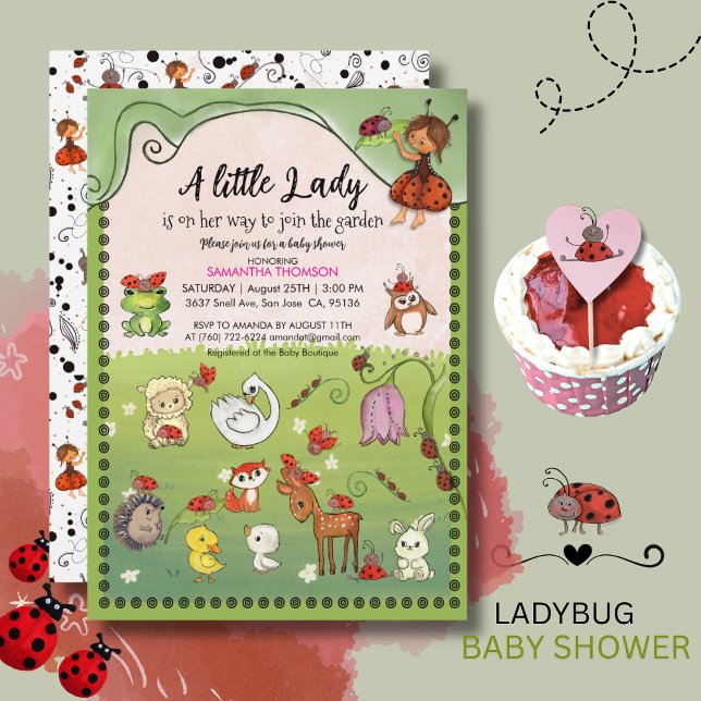A Little Lady is on Her Way Ladybug Garden Einladung (A Little Lady is on Her Way Ladybug Garden Invitation)