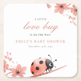 A Little Love Bug Is On The Way Baby Shower Rechteckiger Pappuntersetzer