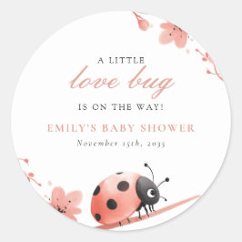 A Little Love Bug Is On The Way Baby Shower Runder Aufkleber