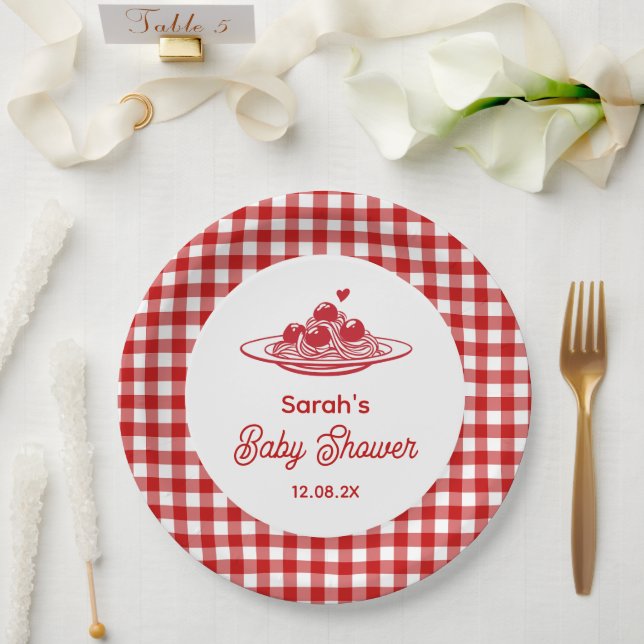 A Little Meatball Baby Shower Pappteller (Hochzeit)