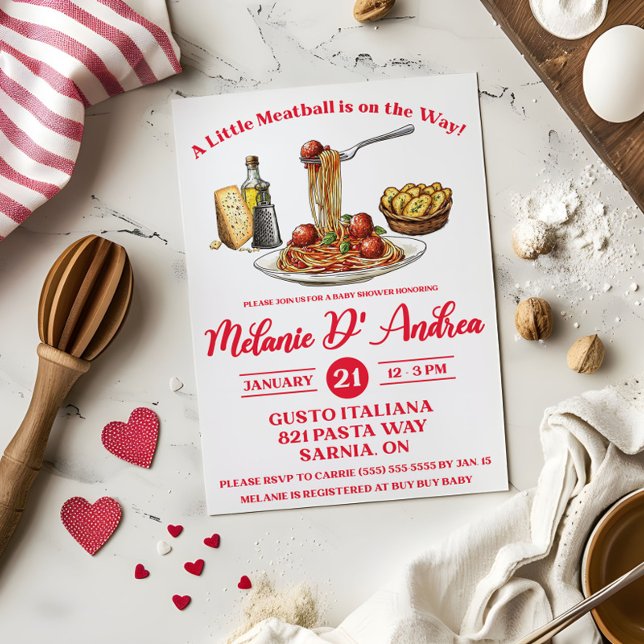 A Little Meatball is on the Way!  Baby Shower Einladung (Von Creator hochgeladen)