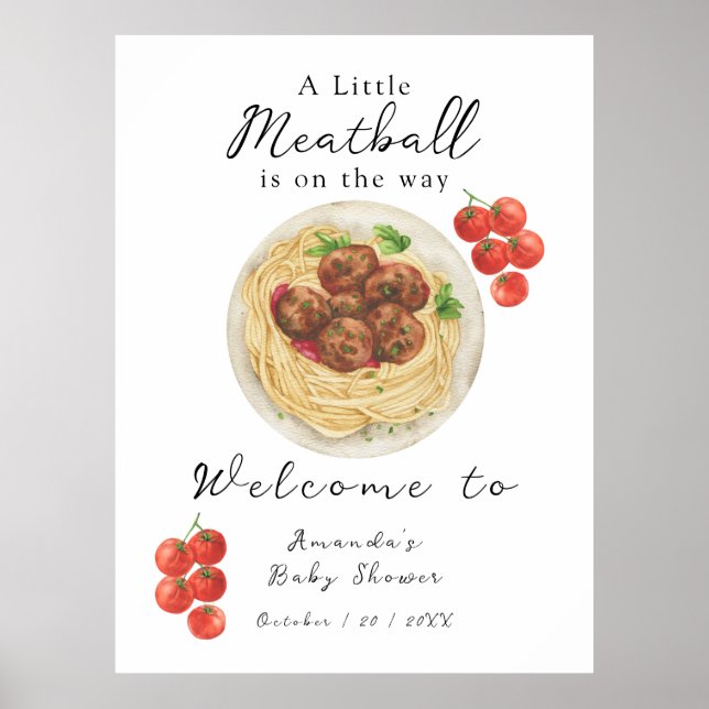 A little Meatball is on the way Baby Shower Poster (Vorne)