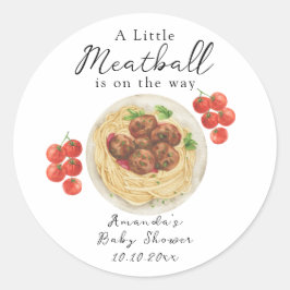 A little Meatball is on the way Baby Shower Runder Aufkleber