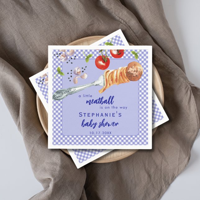 A Little Meatball Is On The Way Blue Baby Shower Serviette (Von Creator hochgeladen)