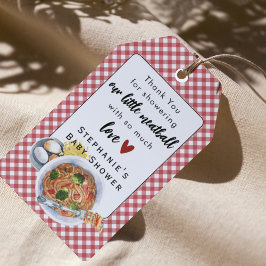 A Little Meatball Is On The Way Red Baby Shower Geschenkanhänger