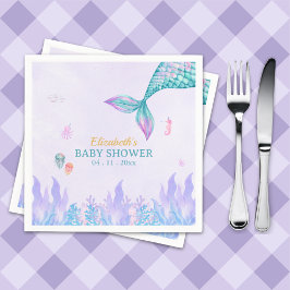 a Little Mermaid is on her way Girl Baby Shower Serviette