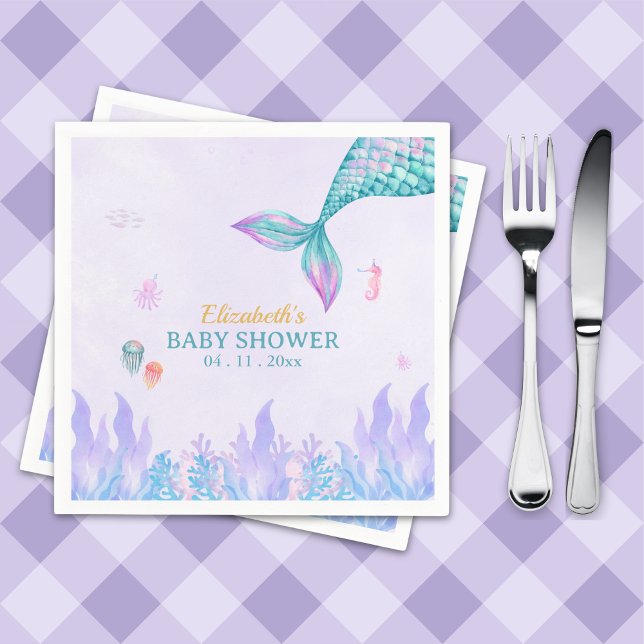 a Little Mermaid is on her way Girl Baby Shower Serviette (Von Creator hochgeladen)